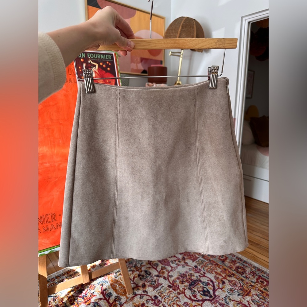 (SOLD ELSEWHERE) BABATON Beige Faux Suede Skirt
